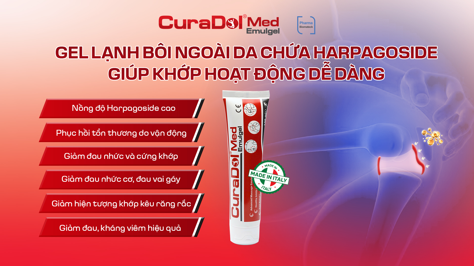 Curadol MedEmulgel-Gel xoa bóp ngoài da có chứa hoạt chất Harpagide